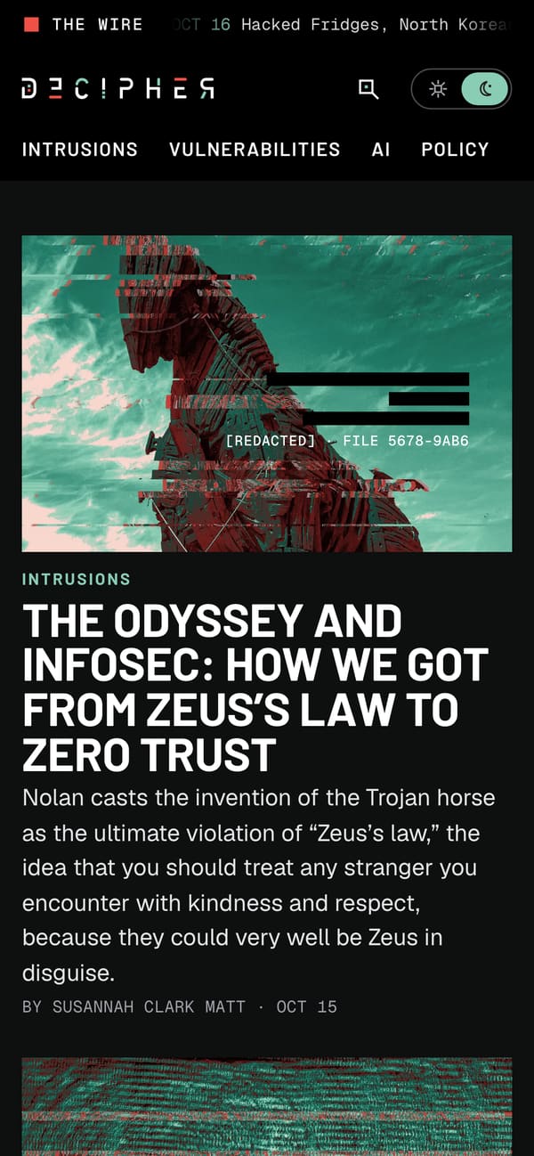 The homepage in dark mode on a phone
